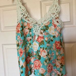 Minimi Floral Mint Green Cami Tank